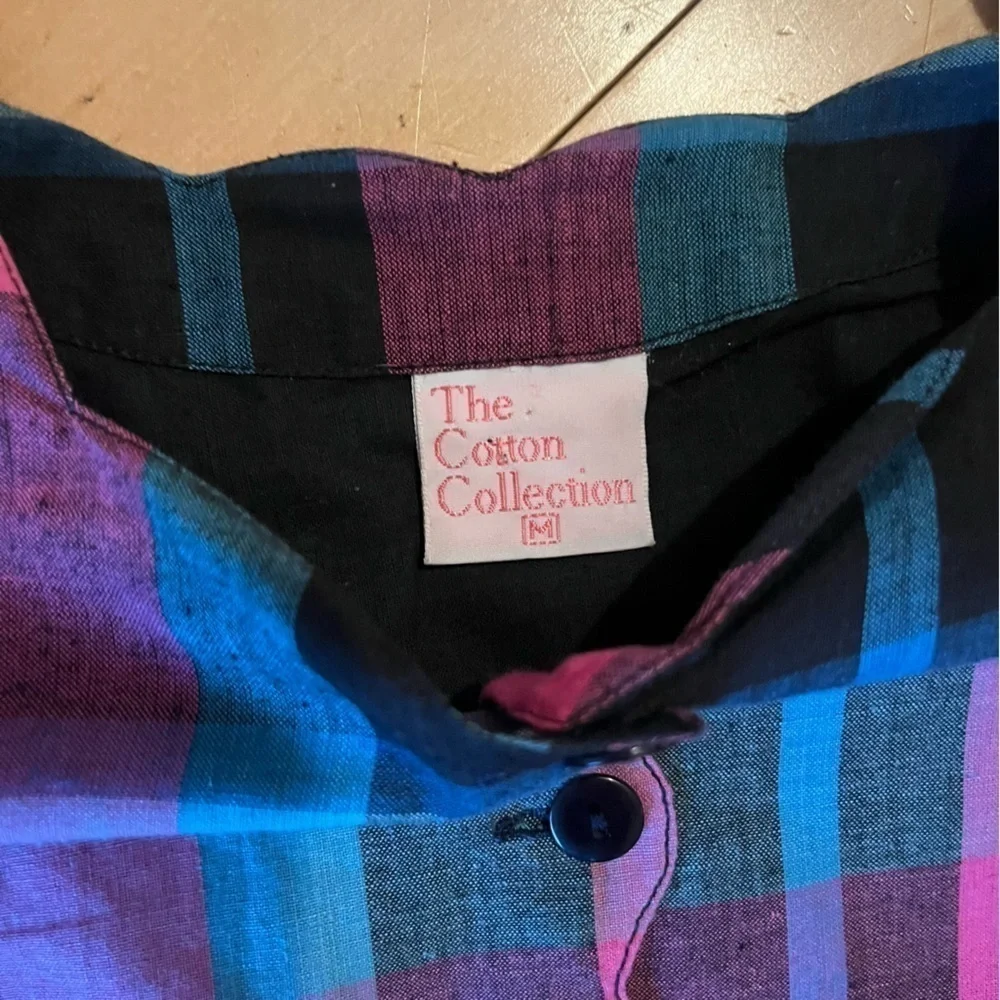 Vintage The Cotton Collection Matching Checkered Long Sleeve Blouse & Sk… - Picture 4 of 16